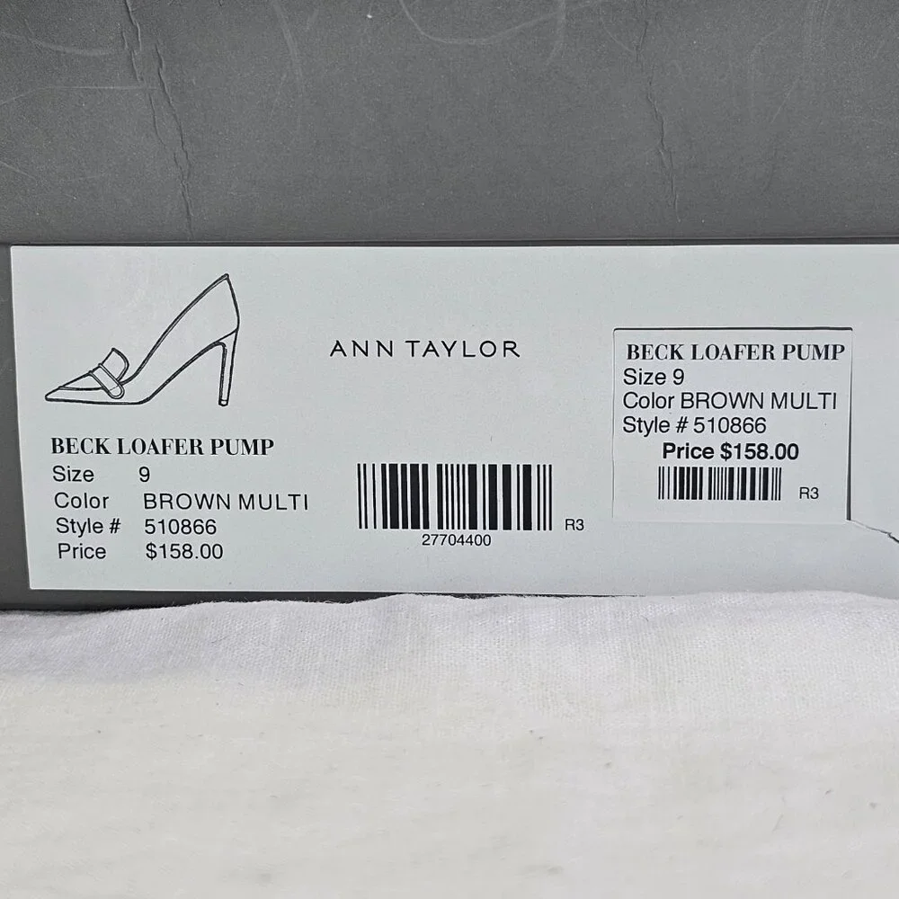 Ann Taylor Beck  Leopard Print Calf Hair 3.5” Loafer Stiletto Heel Pump 9M - Picture 12 of 14